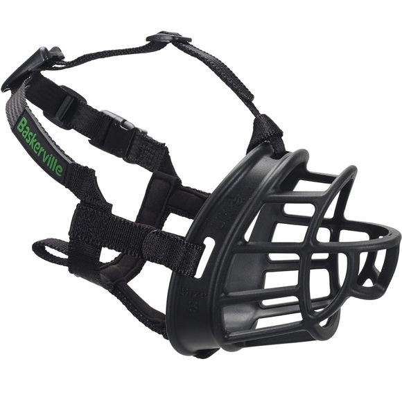 Black BASKERVILLE ULTRA MUZZLE Patented Humane Design Allows Drinking & Panting - Picture 1 of 12